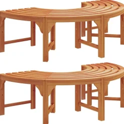 vidaXL Muebles De Jardín-Banco de Árbol 2 pcs Natural 160 x 80 x 45cm