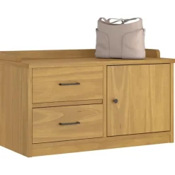 vidaXL Banco de recibidor SANDNES madera maciza de pino 87x40x50 cm Acabado de nogal Discount