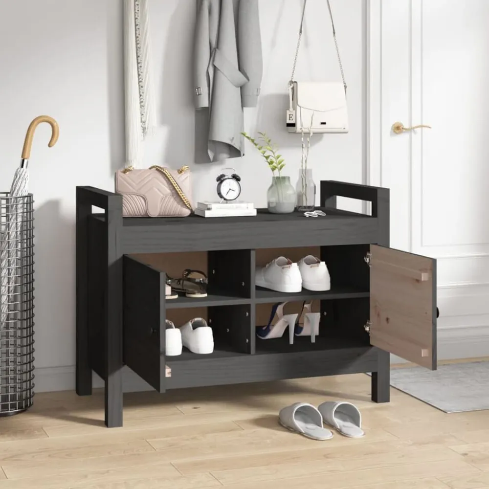 vidaXL Bancos-Banco de recibidor madera maciza de pino 80x40x60 cm