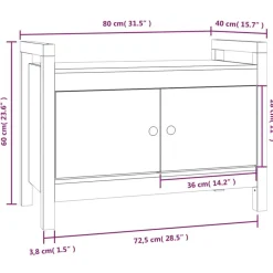 vidaXL Bancos-Banco de recibidor madera maciza de pino 80x40x60 cm