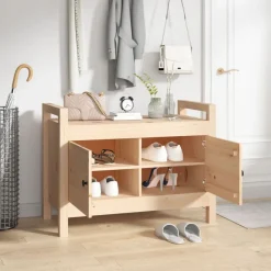 vidaXL Banco de recibidor madera maciza de pino 80x40x60 cm Natural Online