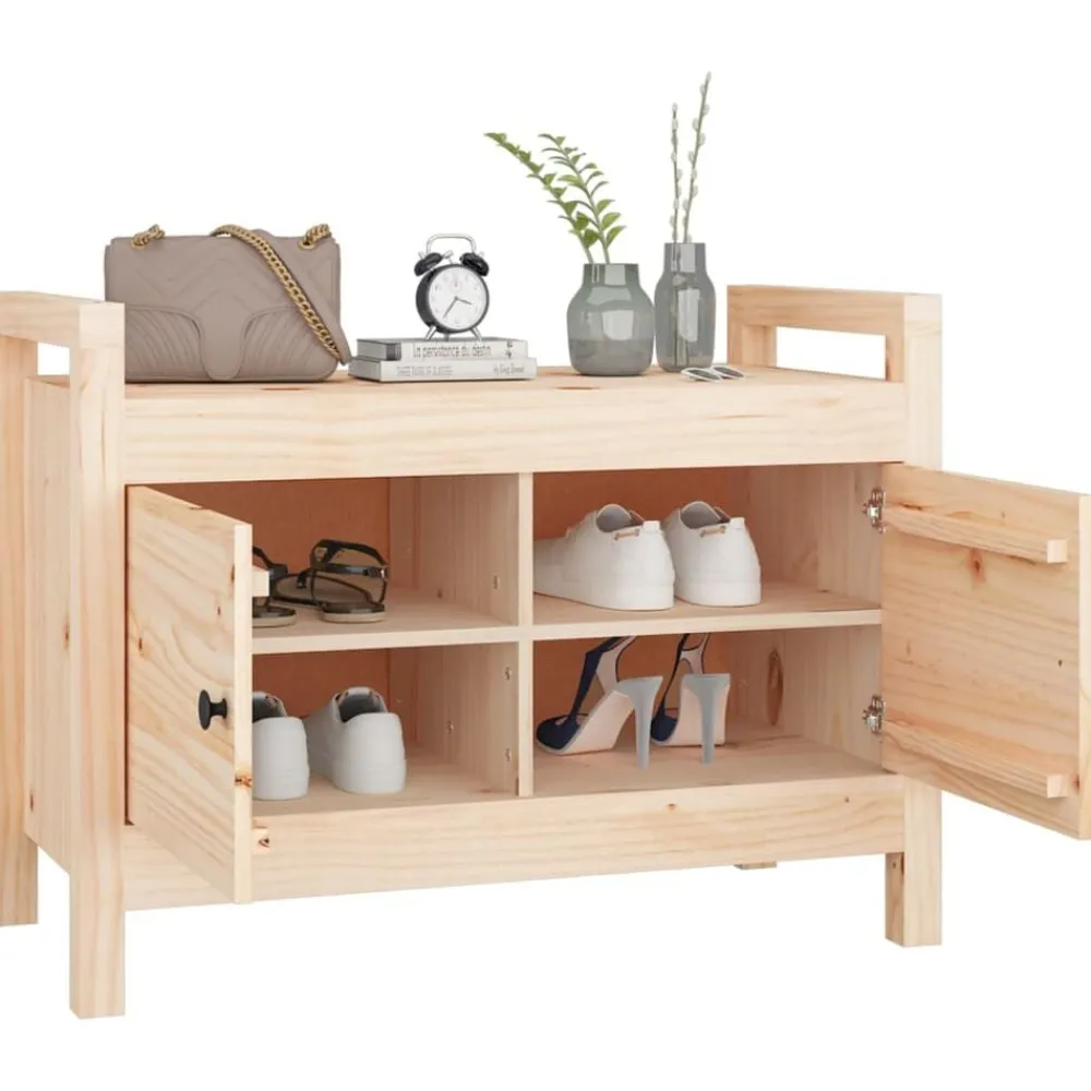 vidaXL Banco de recibidor madera maciza de pino 80x40x60 cm Natural Online