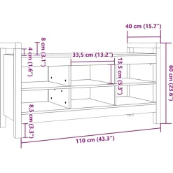 vidaXL Bancos-Banco de recibidor madera maciza de pino 110x40x60 cm
