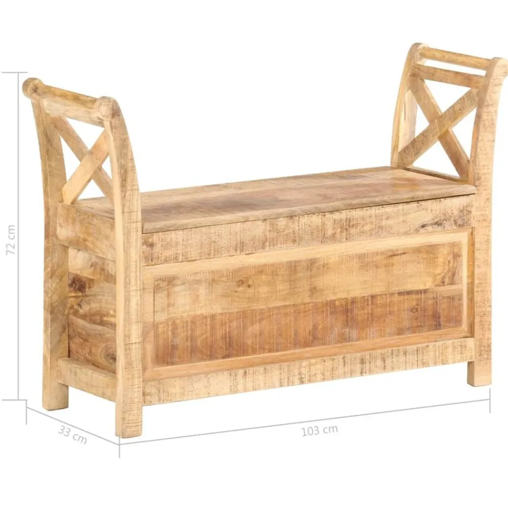 vidaXL Banco de recibidor madera maciza de mango 103x33x72 cm