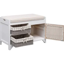 vidaXL Bancos-Banco de recibidor de madera de Paulownia blanco 70x33,5x45 cm