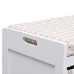 vidaXL Bancos-Banco de recibidor de madera de Paulownia blanco 70x33,5x45 cm