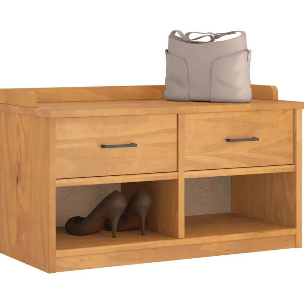 vidaXL Bancos-Banco de recibidor SANDNES madera maciza de pino 87x40x50 cm