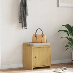 vidaXL Banco de recibidor SANDNES madera maciza de pino 45x40x50 cm Acabado de nogal Hot
