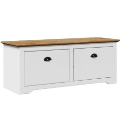 vidaXL Bancos-Banco de recibidor BODO blanco y marrón 114x40x45 cm