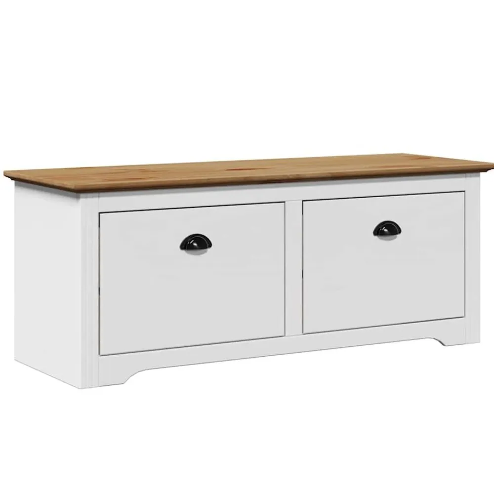 vidaXL Bancos-Banco de recibidor BODO blanco y marrón 114x40x45 cm