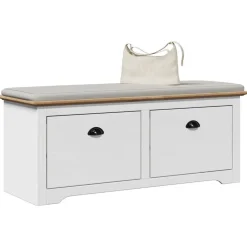 vidaXL Bancos-Banco de recibidor BODO blanco y marrón 114x40x45 cm