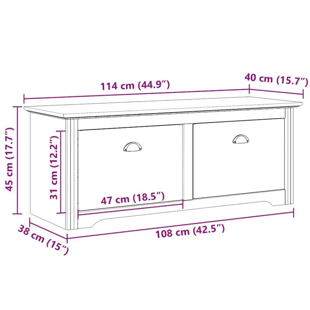 vidaXL Bancos-Banco de recibidor BODO blanco y marrón 114x40x45 cm