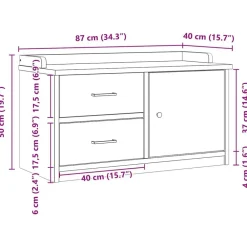 vidaXL Bancos-Banco de recibidor SANDNES madera maciza de pino 87x40x50 cm