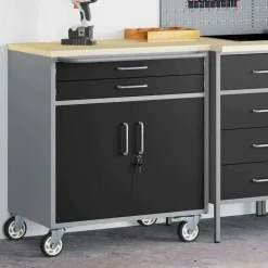 vidaXL Banco de Taller con cajón y Gris 75 x 45 x 85 cm Negro Outlet