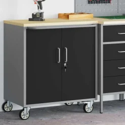 vidaXL Accesorios De Bricolaje-Banco de Taller con estante y Gris 75 x 45 x 85 cm