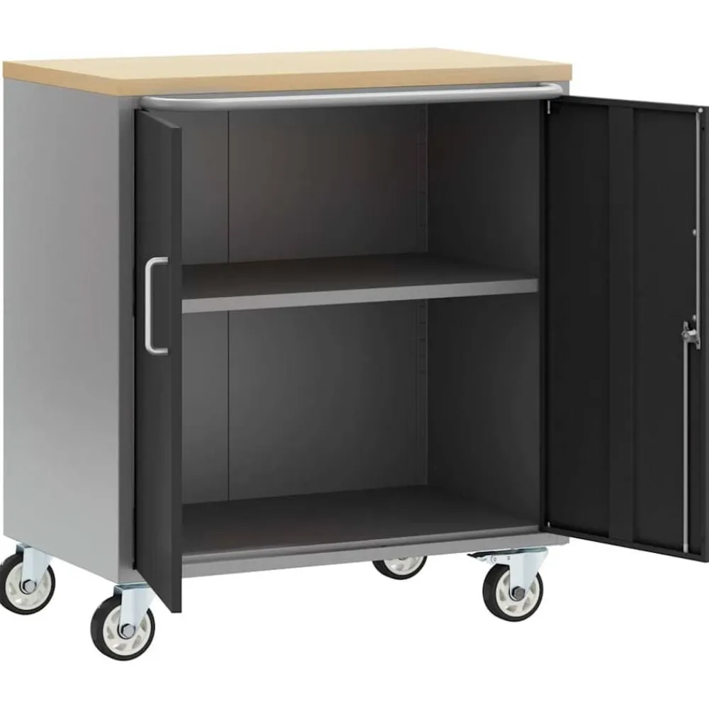 vidaXL Accesorios De Bricolaje-Banco de Taller con estante y Gris 75 x 45 x 85 cm
