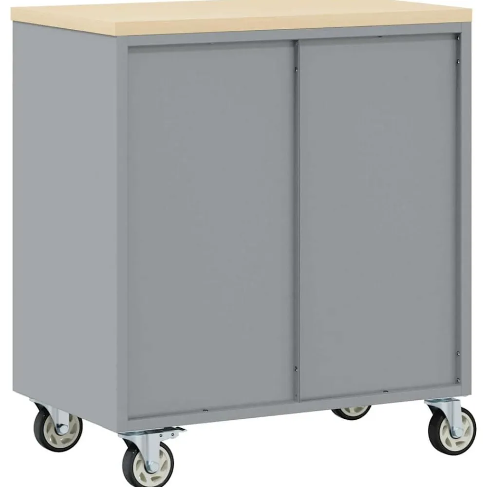 vidaXL Accesorios De Bricolaje-Banco de Taller con estante y Gris 75 x 45 x 85 cm