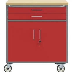 vidaXL Banco de Taller con cajón con rueda y Gris 75 x 45 x 85 cm Rojo Online