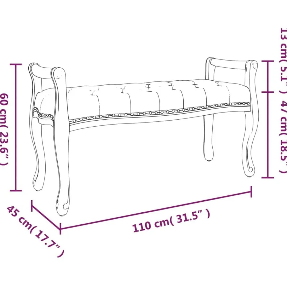 vidaXL Bancos-Banco de tela oscuro 110x45x60 cm