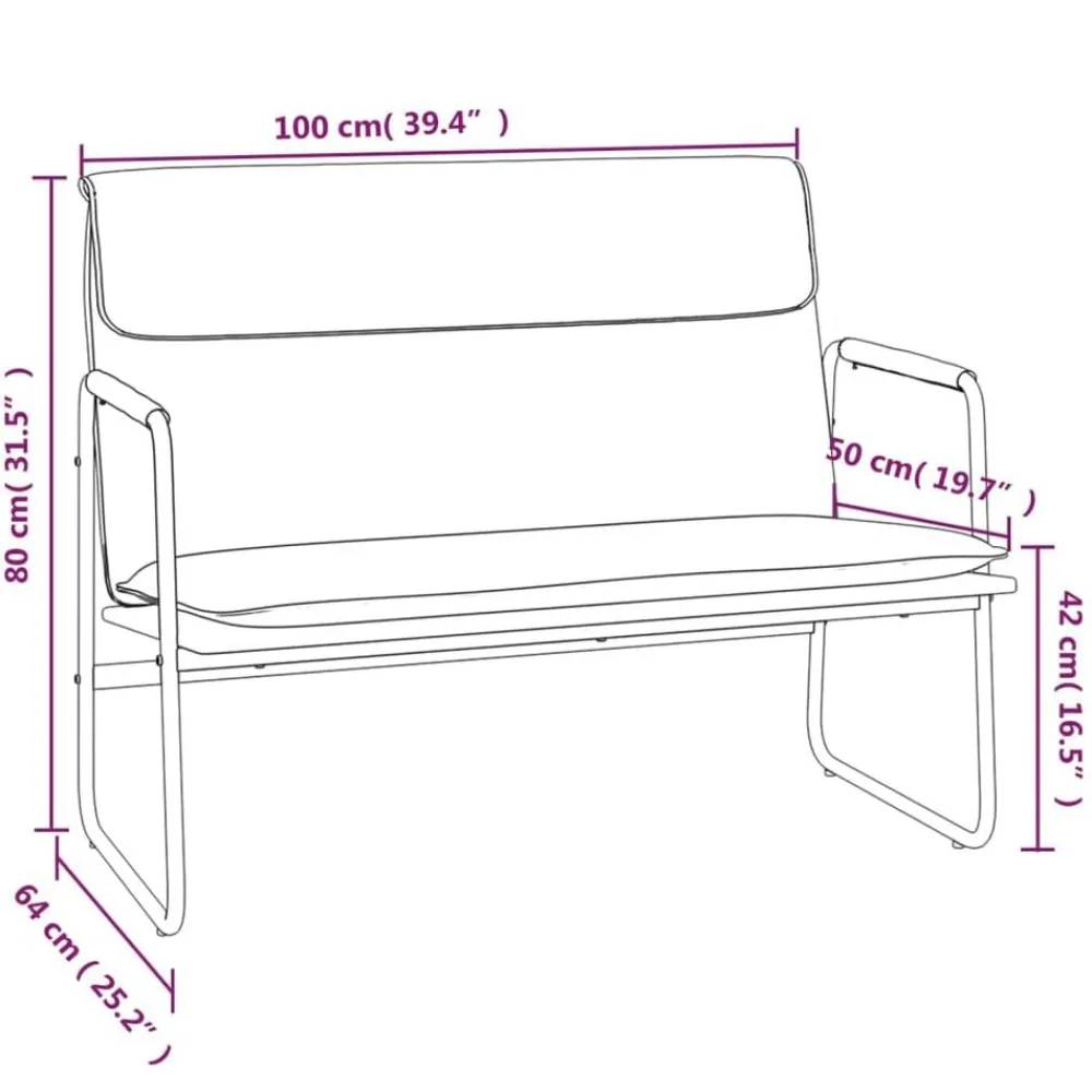 vidaXL Banco de tela 100x64x80 cm Negro Outlet