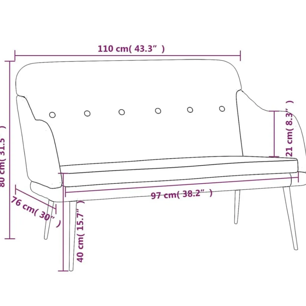 vidaXL Bancos-Banco de tela rojo tinto 110x76x80 cm