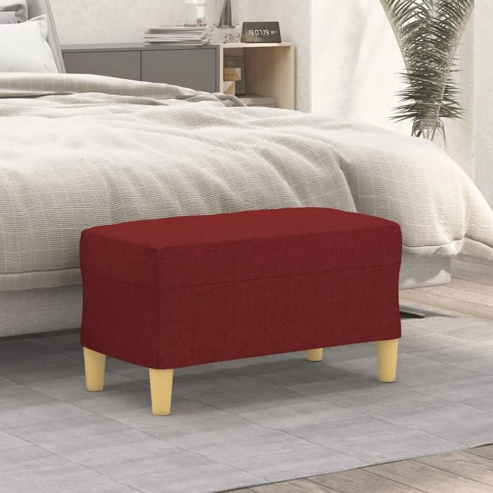 vidaXL Banco de tela 70x35x41 cm Rojo vino tinto Outlet