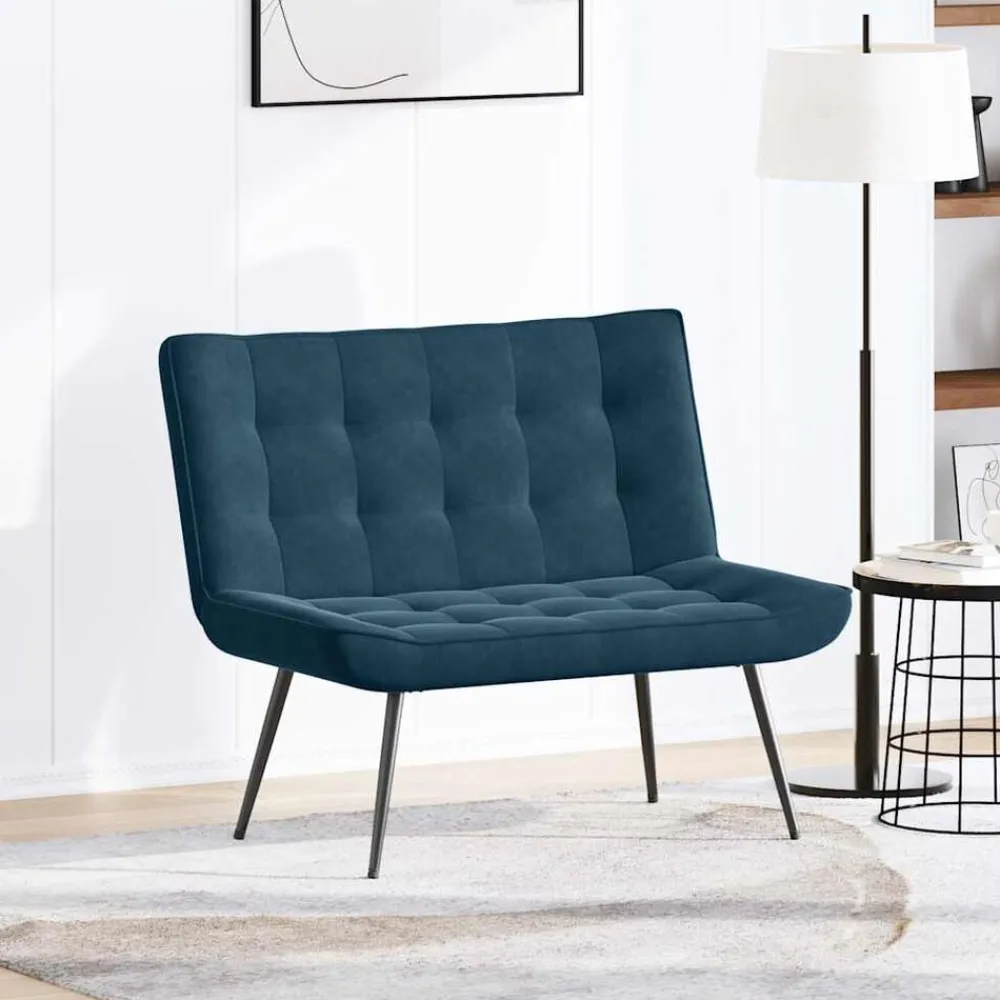 vidaXL Banco de terciopelo 110x74x84 cm Azul New