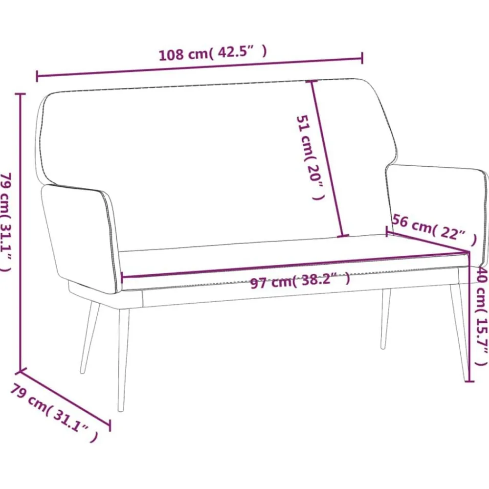 vidaXL Bancos-Banco de terciopelo 108x79x79 cm