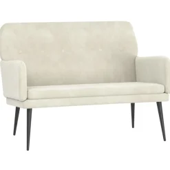 vidaXL Banco de terciopelo 108x79x79 cm Crema Outlet