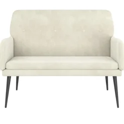 vidaXL Banco de terciopelo 108x79x79 cm Crema Outlet