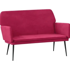 vidaXL Banco de terciopelo rojo tinto 108x79x79 cm Rojo vino tinto Outlet
