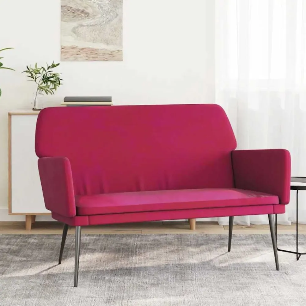 vidaXL Banco de terciopelo rojo tinto 108x79x79 cm Rojo vino tinto Outlet