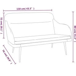 vidaXL Bancos-Banco de terciopelo 110x76x80 cm