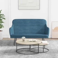 vidaXL Banco de terciopelo 110x76x80 cm Azul Sale