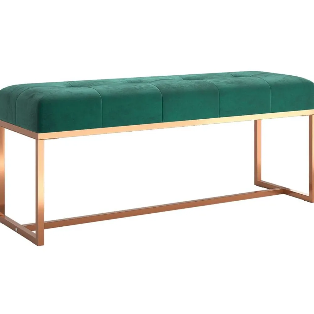 vidaXL Banco de terciopelo 110x36x45 cm Verde oscuro Sale