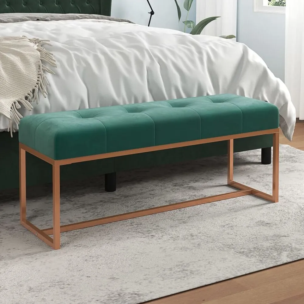 vidaXL Banco de terciopelo 110x36x45 cm Verde oscuro Sale