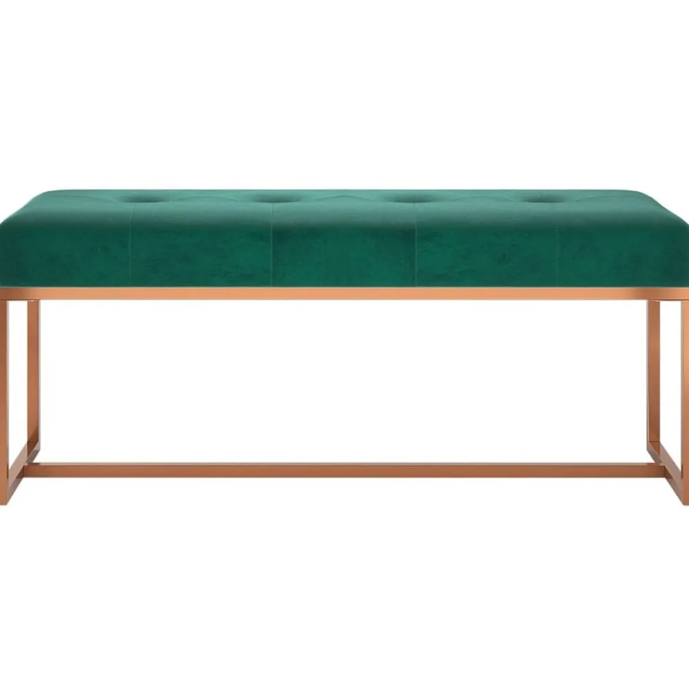 vidaXL Banco de terciopelo 110x36x45 cm Verde oscuro Sale