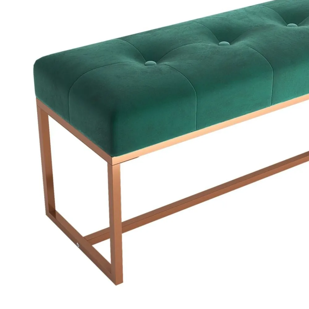 vidaXL Banco de terciopelo 110x36x45 cm Verde oscuro Sale
