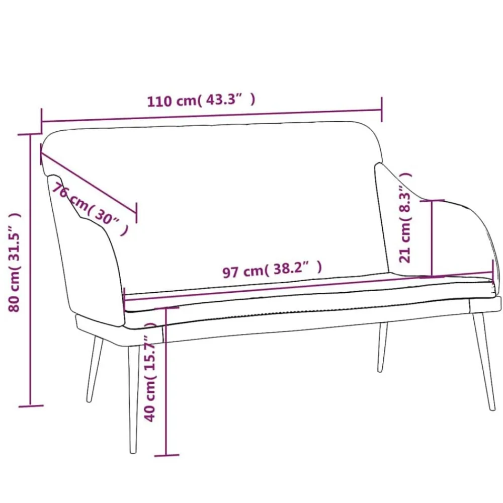 vidaXL Bancos-Banco de terciopelo 110x76x80 cm