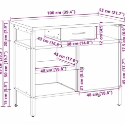 vidaXL Banco de trabajo con cajón y Gris 100 x 55 x 85 cm Negro Clearance