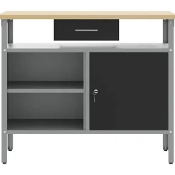 vidaXL Banco de trabajo con cajón y Gris 100 x 55 x 85 cm Negro Clearance