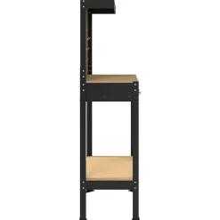 vidaXL Accesorios De Bricolaje-Banco de trabajo con cajón con estante Negro 81 x 41 x 145 cm