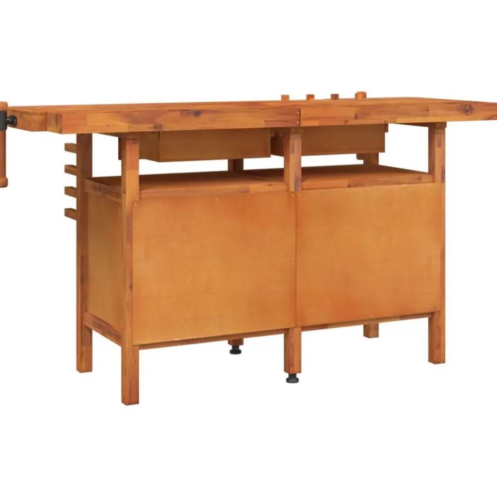 vidaXL Accesorios De Bricolaje-Banco de trabajo cajones y tornillos banco madera 162x62x83 cm
