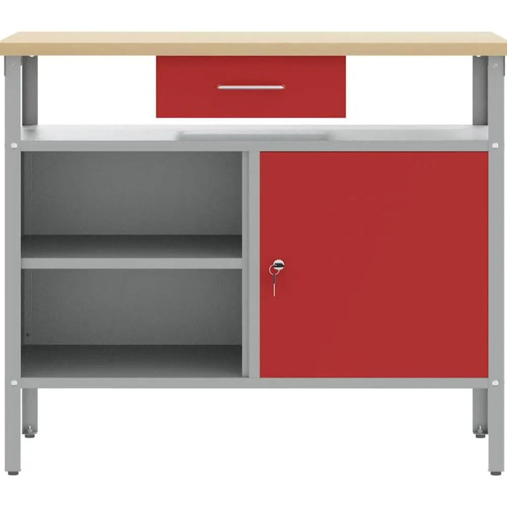 vidaXL Accesorios De Bricolaje-Banco de trabajo con cajón y Gris 100 x 55 x 85 cm