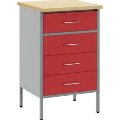 vidaXL Banco de trabajo con cajón y Gris 50 x 55 x 85 cm Rojo Outlet
