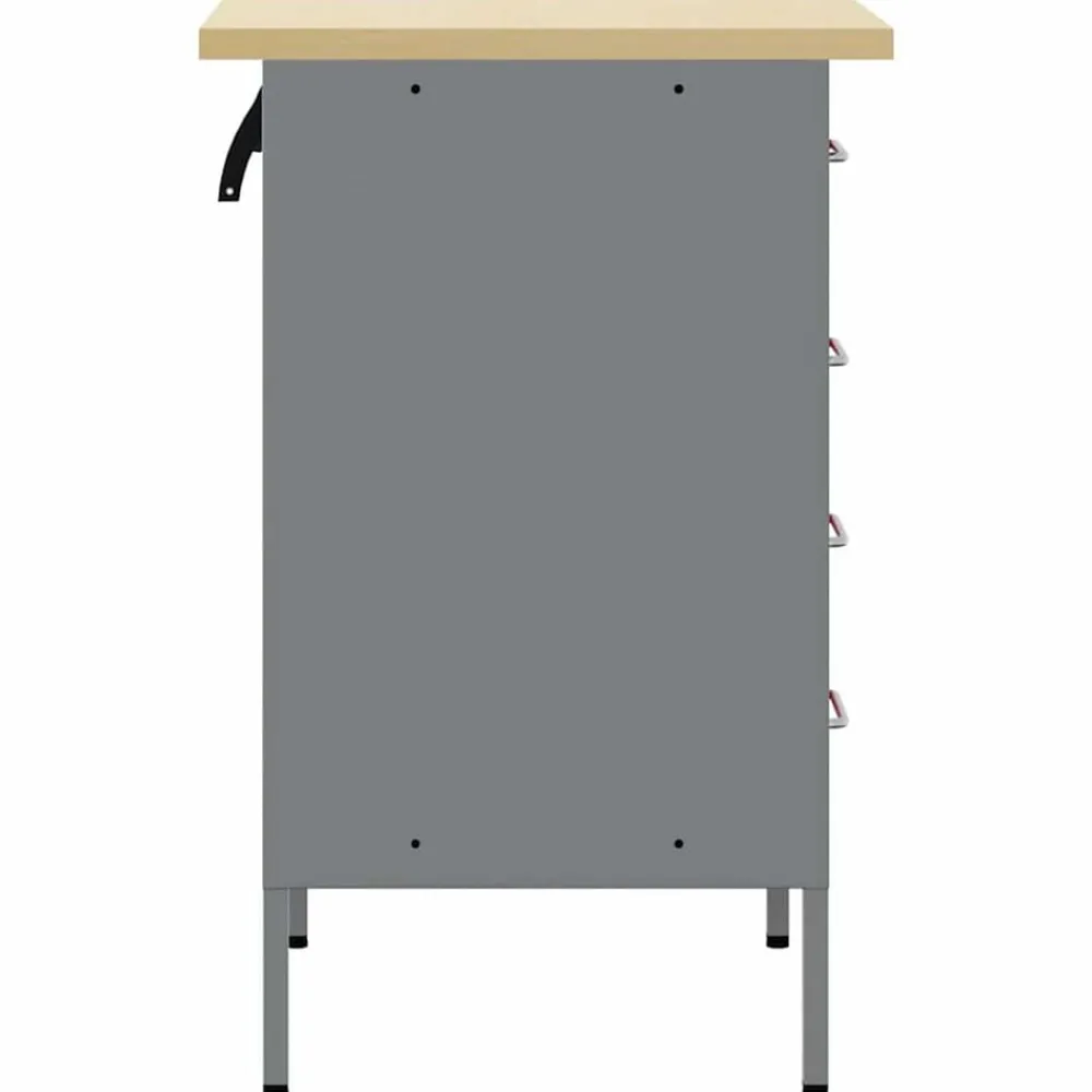 vidaXL Banco de trabajo con cajón y Gris 50 x 55 x 85 cm Rojo Outlet