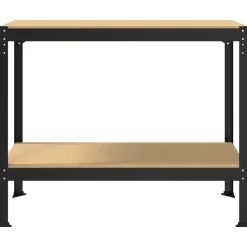 vidaXL Banco de trabajo con estante Negro 115 x 55 x 91 cm Discount