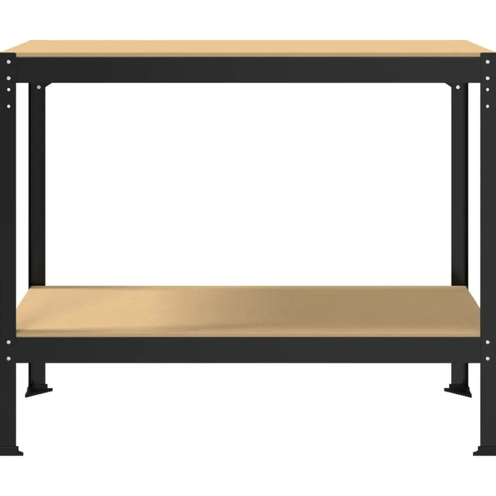 vidaXL Banco de trabajo con estante Negro 115 x 55 x 91 cm Discount