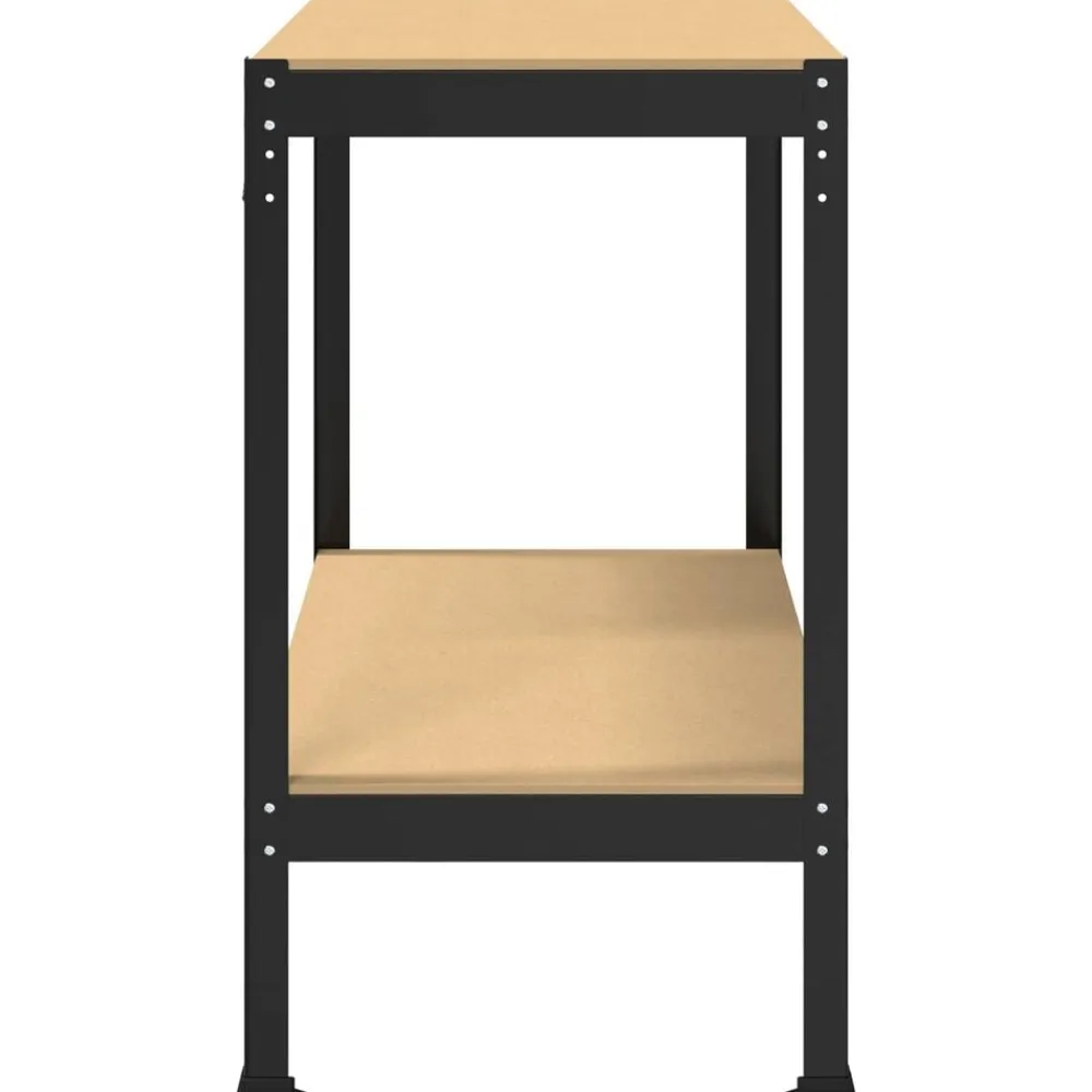 vidaXL Banco de trabajo con estante Negro 115 x 55 x 91 cm Discount