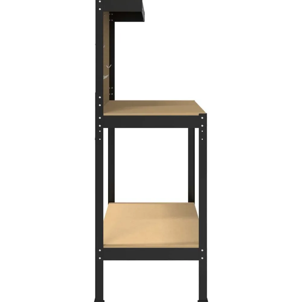 vidaXL Accesorios De Bricolaje-Banco de trabajo con estante Negro 114 x 54 x 145 cm